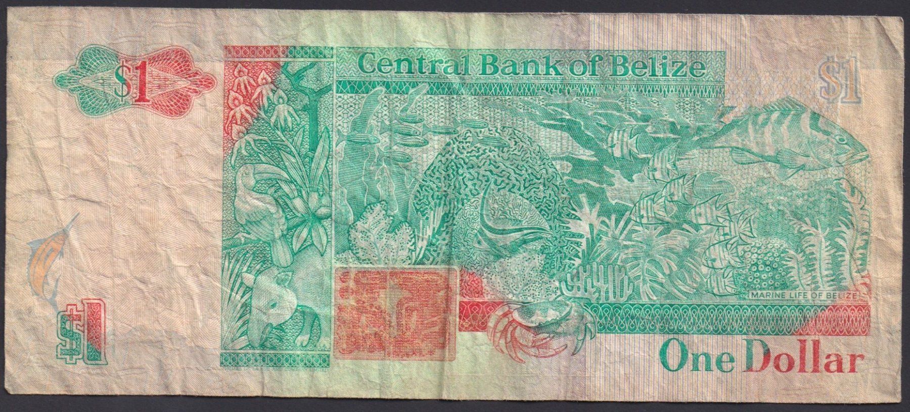 Banconote: Belize 1 Dollar 1990 – Usato da Brugg AG venduto da banknoten_muesli 1