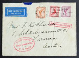 1930: Umschlag per Katapultflug, Dampfer «Bremen–New York»