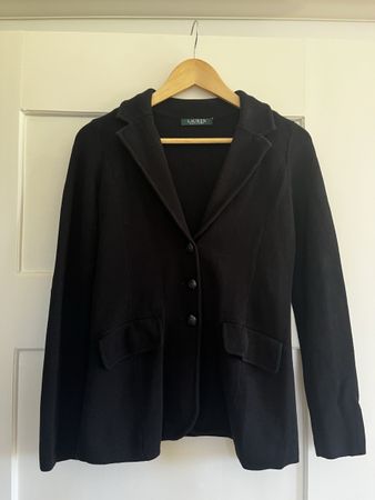 Lauren Ralph Lauren schwarzer Strickblazer / Cardigan aus Ba