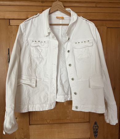 Damen Jeans Jacke weiss mit Stickerei 