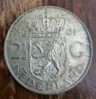 2 1/2 Gulden 1961 Juliana Nederland Silbergehalt 10.8gr
