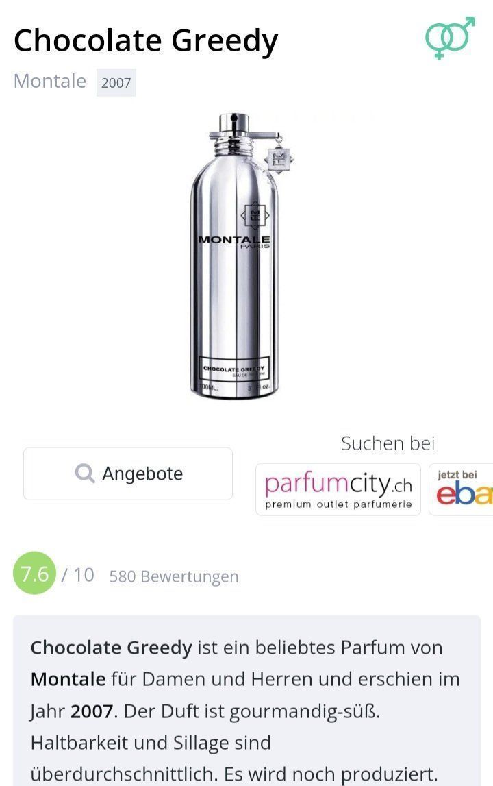 Profumi & Eau de Toilette: 2 ml MONTALE CHOCOLATE GREEDY ABFÜLLUNG – Nuovo (secondo la descrizione) da St. Gallen venduto da CaliSunshine 2