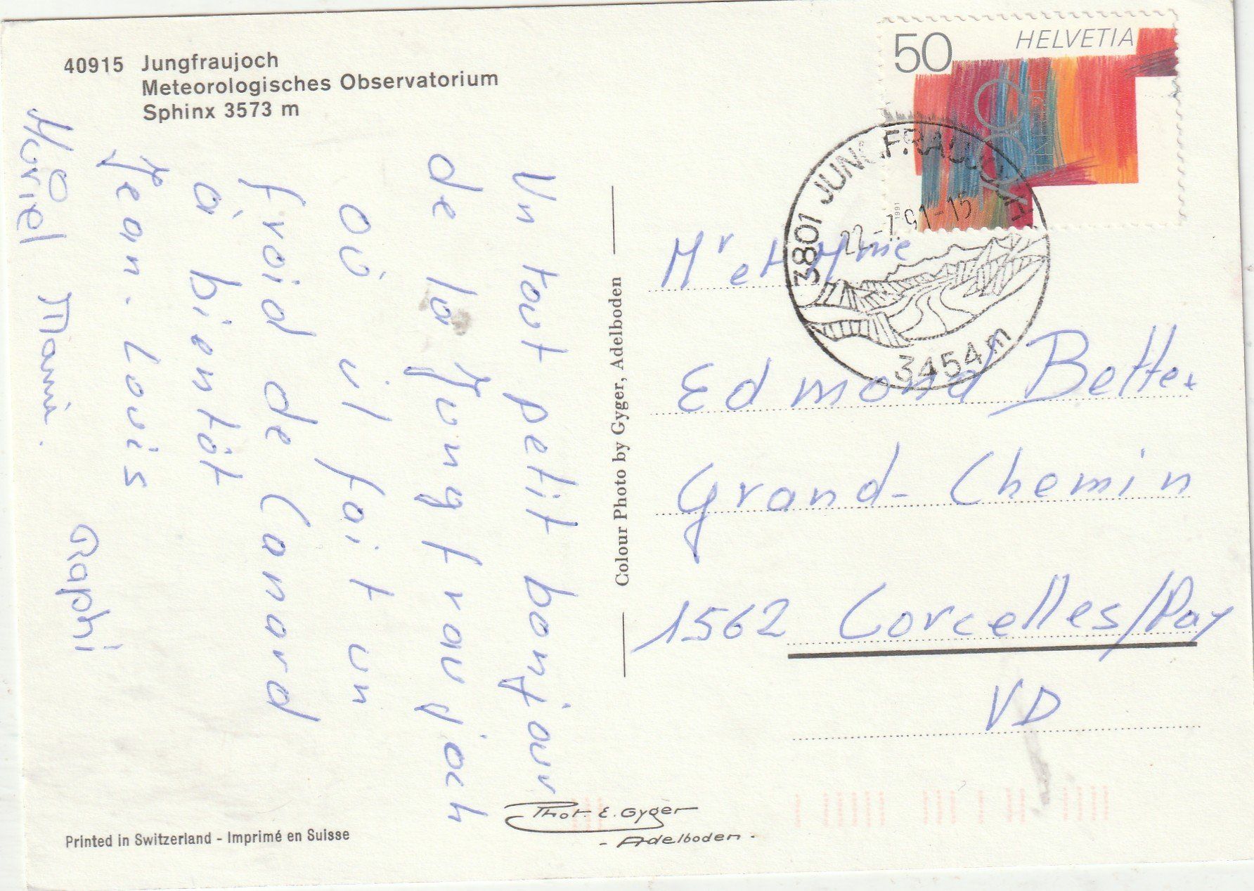 Cartoline postali: Jungfraujoch – Usato da Lumbrein venduto da made02 1