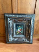 Gemälde Blumenstillleben mit ornatem Rahmen 65x70cm
