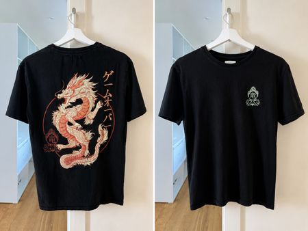 T-Shirt Schwarz mit Drachenmotiv Grösse M