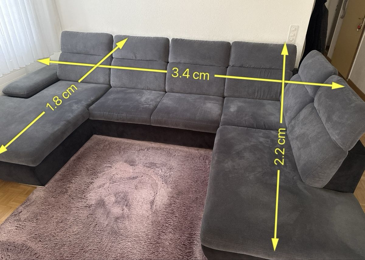Sofas: Wohnlandschaft grau U-Form mit Bettfunktion gebraucht – Gebraucht aus Schaffhausen von Lutka01 2