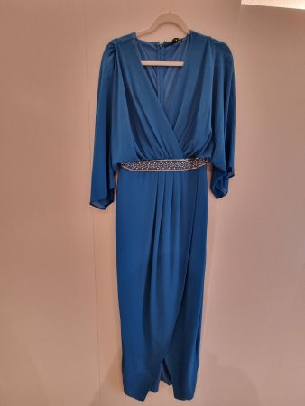 Elegantes, blaues Abendkleid mit Gürtel, Grösse 38, neu!