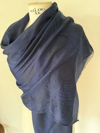 Neuware Foulard Schal Seide Viskose 180 x 70 cm blau/schwarz
