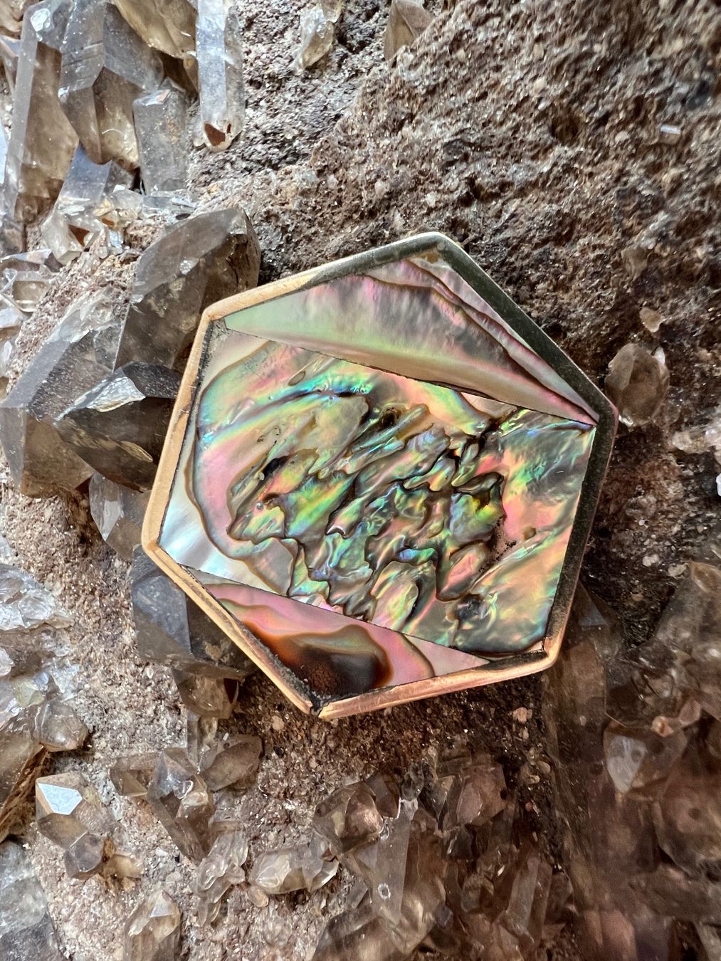 Spille & Fermagli: Statement Brosche 6 -eckig 925 Silber Abalone Paua Muschel – Nuovo (secondo la descrizione) da Bern venduto da Jiffy 2