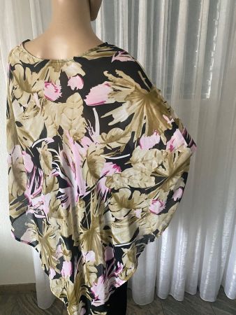 RARITÄT - edler/stylischer Blusen-Poncho,Silk-Feeling,1 Size