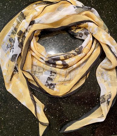 Leichter Sommer Schal Gelb Schwarz Print Muster