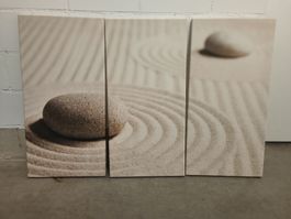 3-teiliges Wandbild Zen-Garten Steine Sand Ruhe Deko CHF 20