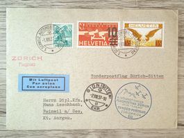 TR54 Enveloppe + Timbre Suisse 1937