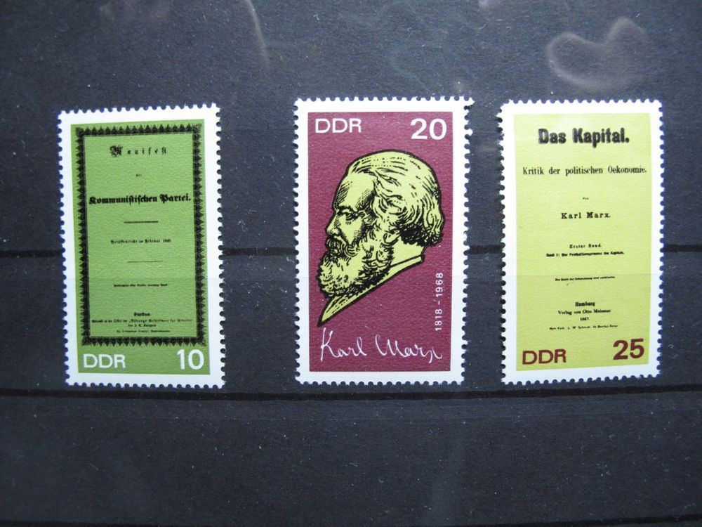 Prophila DDR Briefmarken – Dreierstreifen Karl Marx 1968, Postfrisch MNH, WZd195