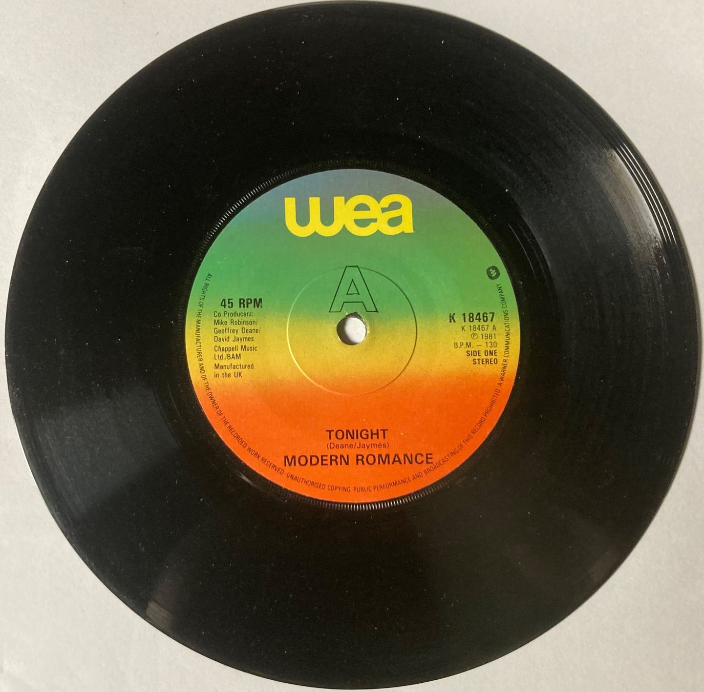 Dischi in vinile: MODERN ROMANCE - TONIGHT – Usato da Poliez-Pittet venduto da Newtown-Records 2