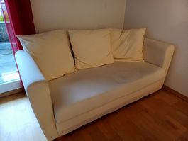 Sofa / Schlafsofa / Bettsofa creme - ideal für kleine Räume