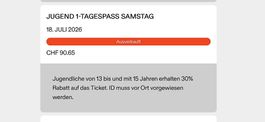 1-Tagespass Gurten Samstag JUGEND