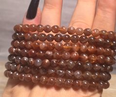 Dunkles Arusha Sonnenstein/Backbone Mondstein Mix Armband
