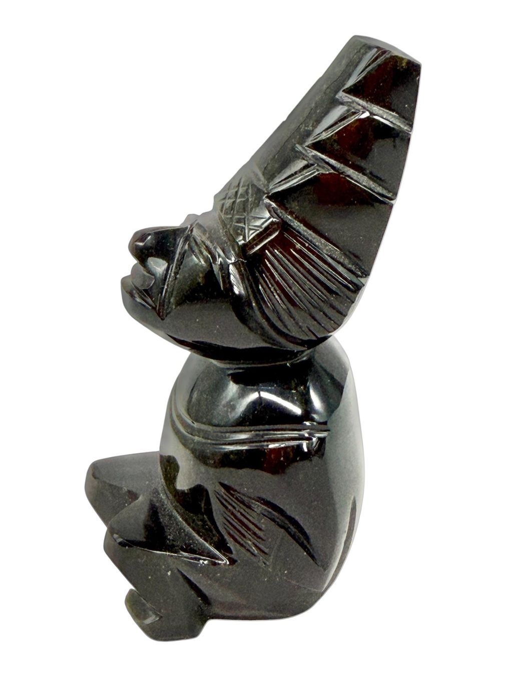 Sculture & Statue: Superbe sculpture style maya en obsidienne noire dorée – Usato da Morges venduto da 1tiquaire 4