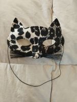 Fasnachts-Maske, Katzen-Maske, ungetragen, Weiss/Schwarz