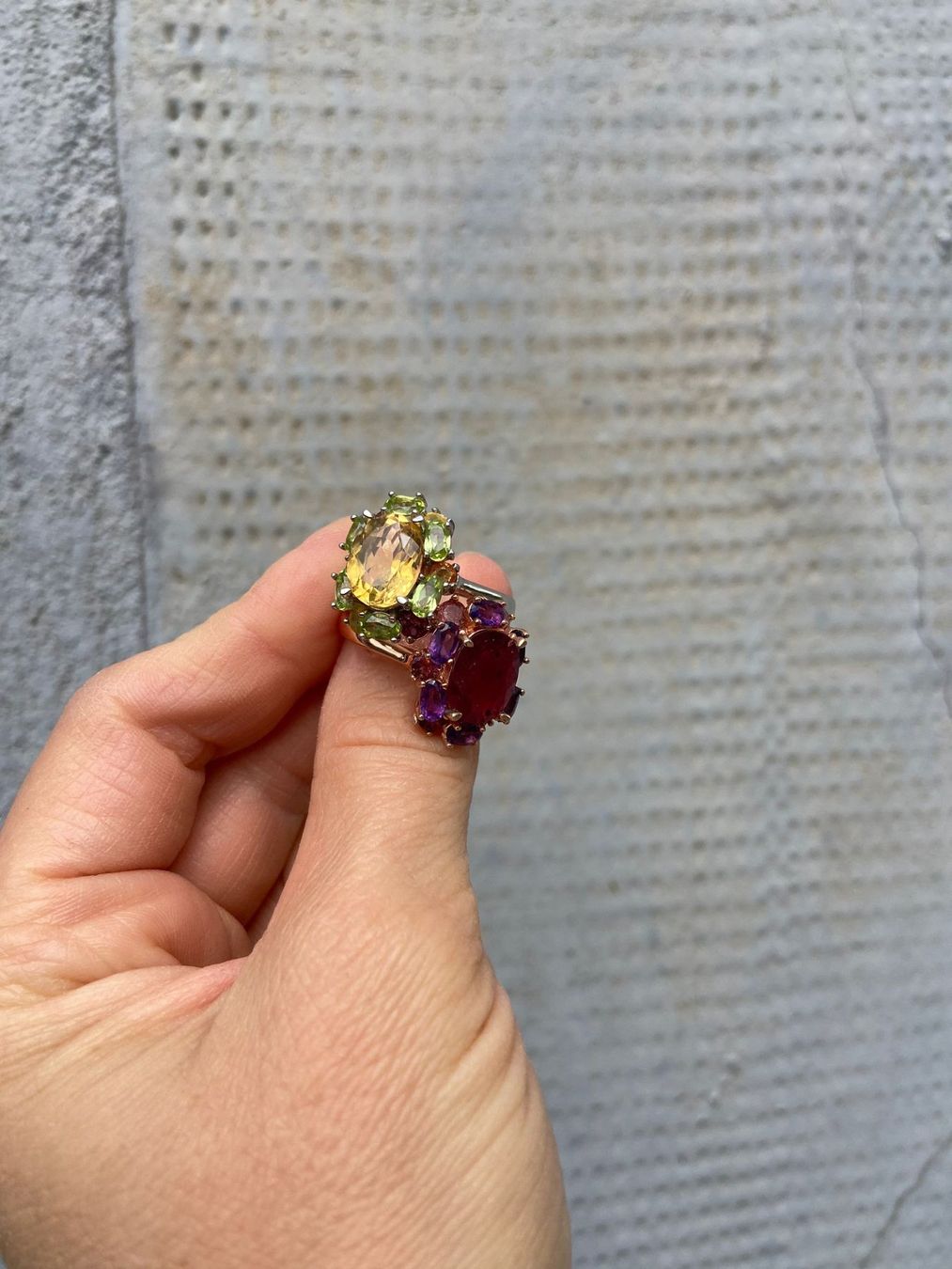 Anelli: Citrin Peridot Ring Silber 925 vergoldet – Usato da Jonen venduto da Lux.K. 2