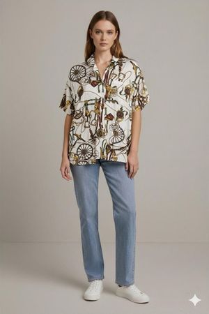 Geronimo Button-Down-Hemd im Vintage-Stil mit Reiterprint