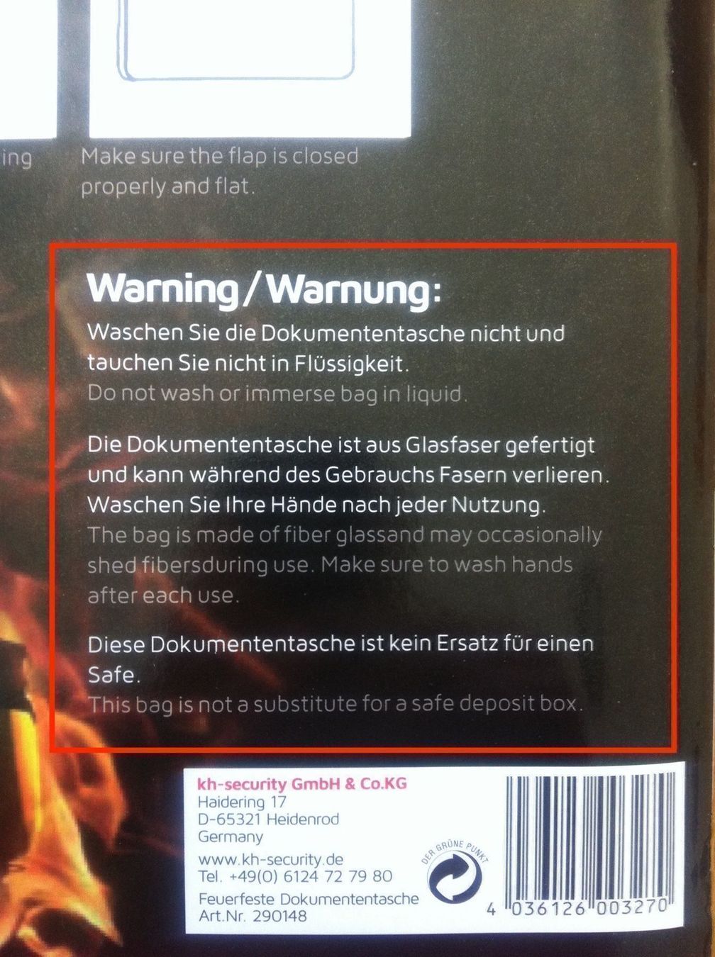 Tresor: Feuerfeste Dokumententasche-Pochette - Fire resistant doc – Neu und originalverpackt aus CHENE-BOUGERIES von homeswisshome 3