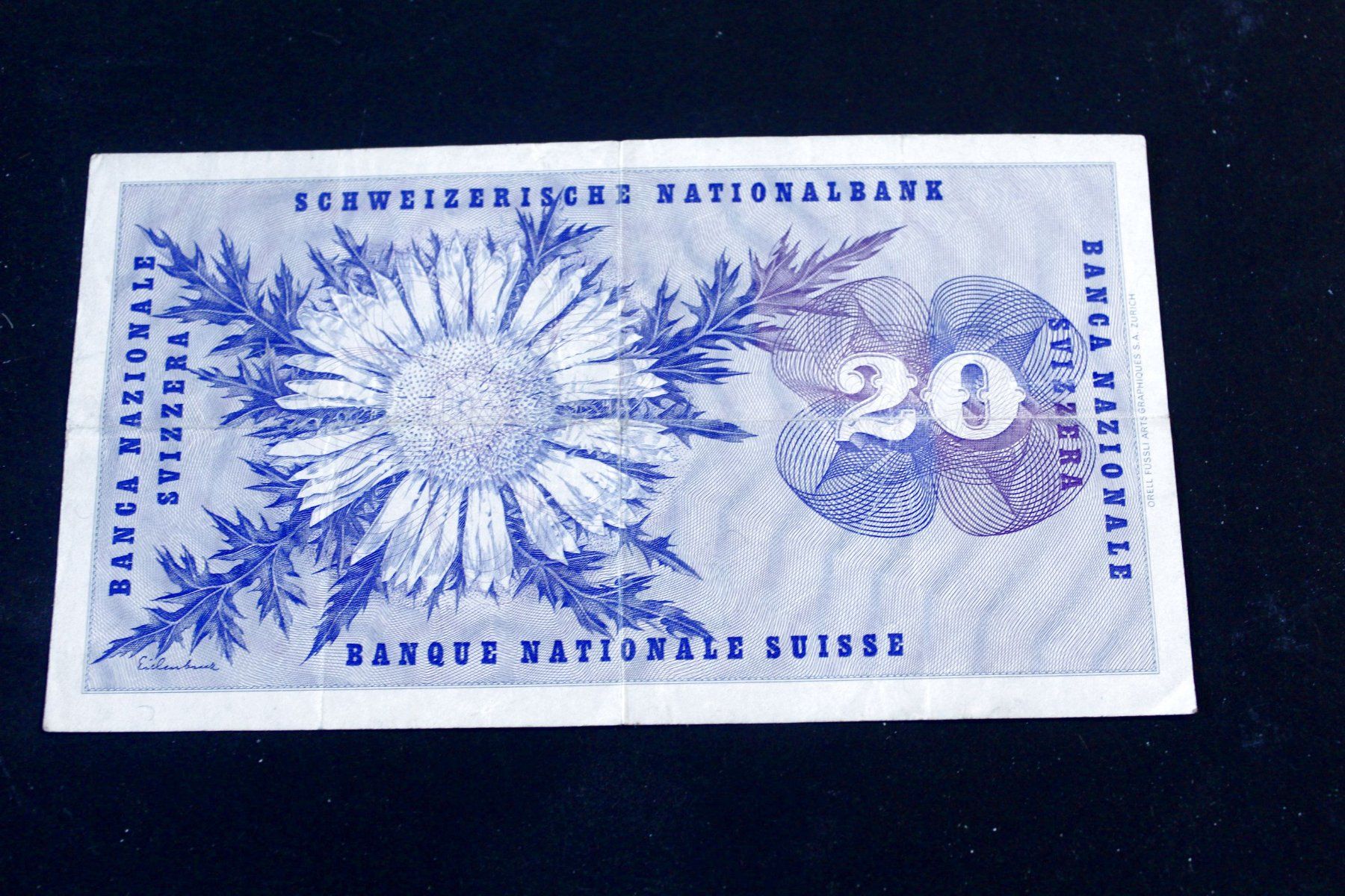 Banconote: Schweizerische Nationalbank, 1972, CHF 20.00, Dufour/Distel – Usato da Bern venduto da Vitaneuf 7