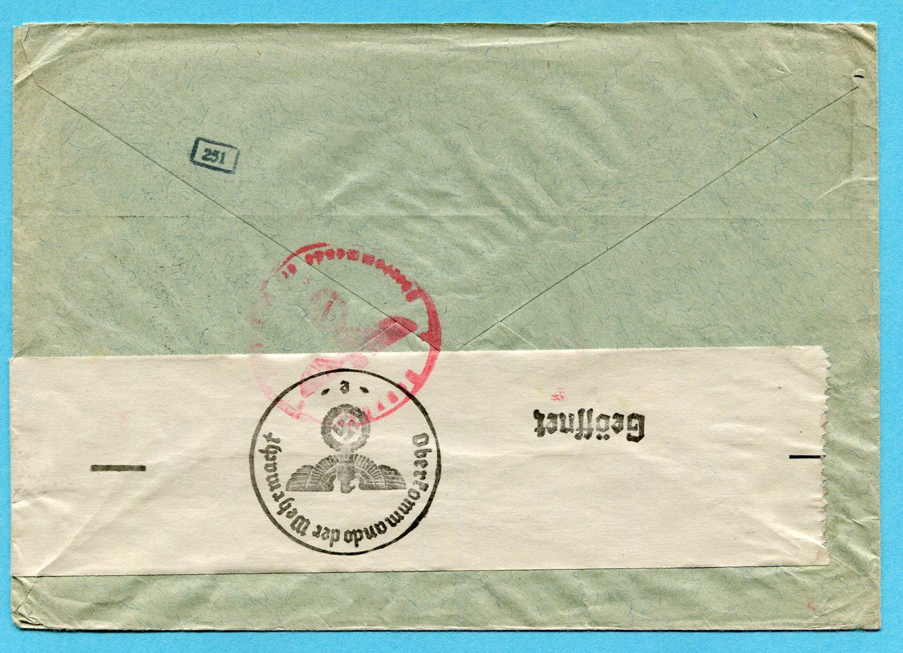 Tutti i francobolli: Zensurbrief von Lausanne nach Bamberg 1941 - Abs: Eggli – Usato da Opfikon venduto da Prophila 1