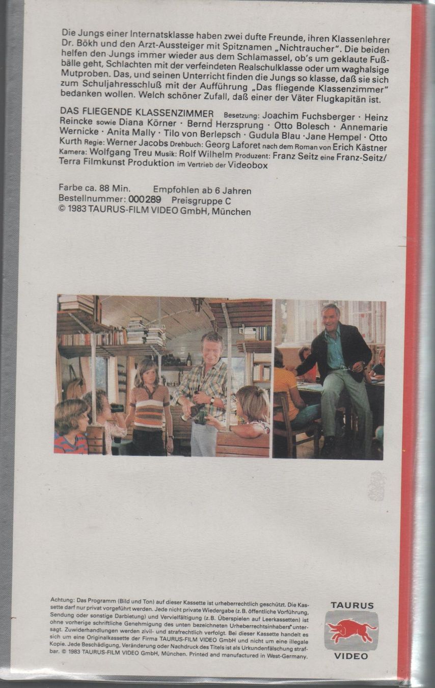 Alle VHS: Das fliegende Klassenzimmer (BRD 1973) Taurus Video VHS – Gebraucht aus Remetschwil von Hofiii 1