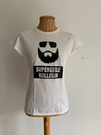 T-Shirt weiss "Supergeile Kollegin" - S