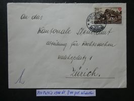 Pro Patria 1949 Nr. B44 auf Brief von Winterthur