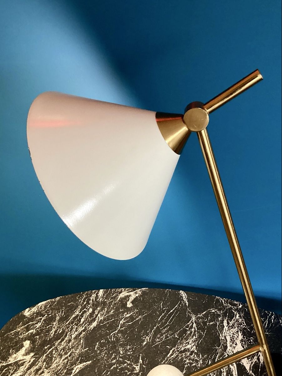 Lampen: Lampe de table design Cleo, dorée et blanche – Gebraucht aus Agiez von Beve15 4