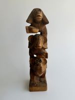Figurine de singes en bois sculpté décoratif 3 singes