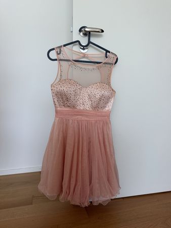 Kleid mit Perlen und Tüll rosa Grösse S 36 gebraucht