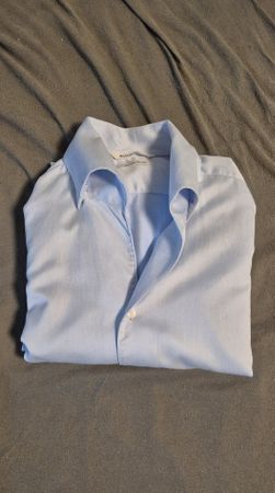 Suitsupply 37L/38L Light Blue Shirt, One-Piece Collar