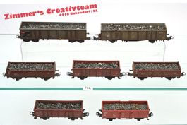 7 versch. Güterwagen mit Metallschrott, H0, WS