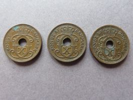3 KLEINE ALTE 1ÖRE MÜNZEN DÄNEMARK 1929, 1934, 1937