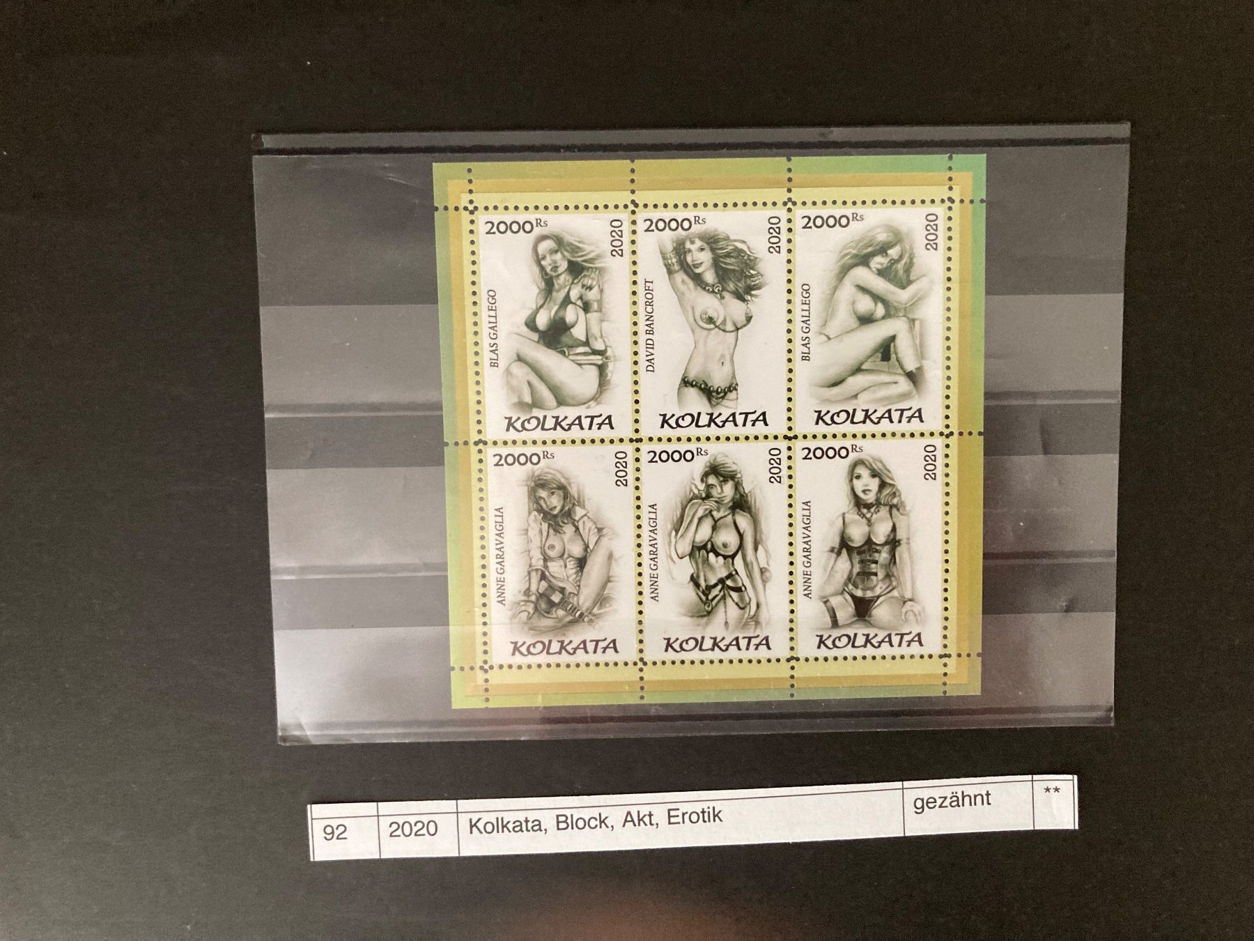 Alle Briefmarken: Kolkata, Erotik, Akt, Block – Neu (gemäss Beschreibung) aus Domat/Ems von Lareina2015