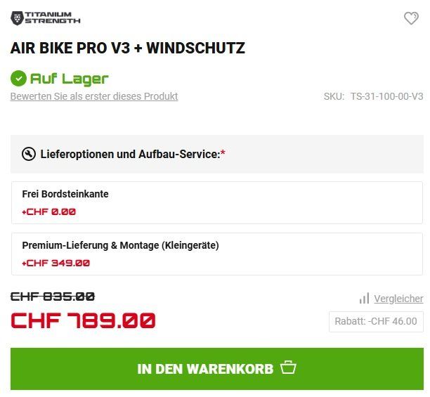 Hometrainer: Titanium Air Bike V3 + Windschutz – Usato da Amriswil venduto da monokel 3