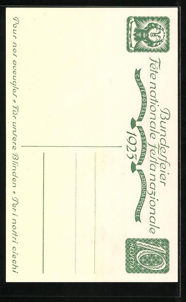 Cartoline postali: Gedenket der Blinden, Schweizer Bundesfe – Usato da Berlin venduto da bartko-reher 1