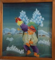 K. RAK märchenhafte Naive Kunst (Hinterglastechnik)