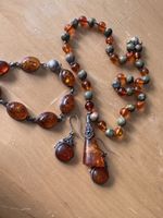 Ensemble de bijoux en argent 925 et ambre d'origine Vintage