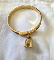 Original Hermès Kelly Dog Armband | Leder Schwarz & Gold