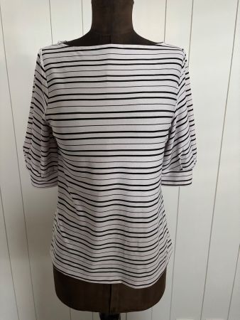 Kurz Arm Shirt Bluse weiss/schwarz gestreift - Grösse S