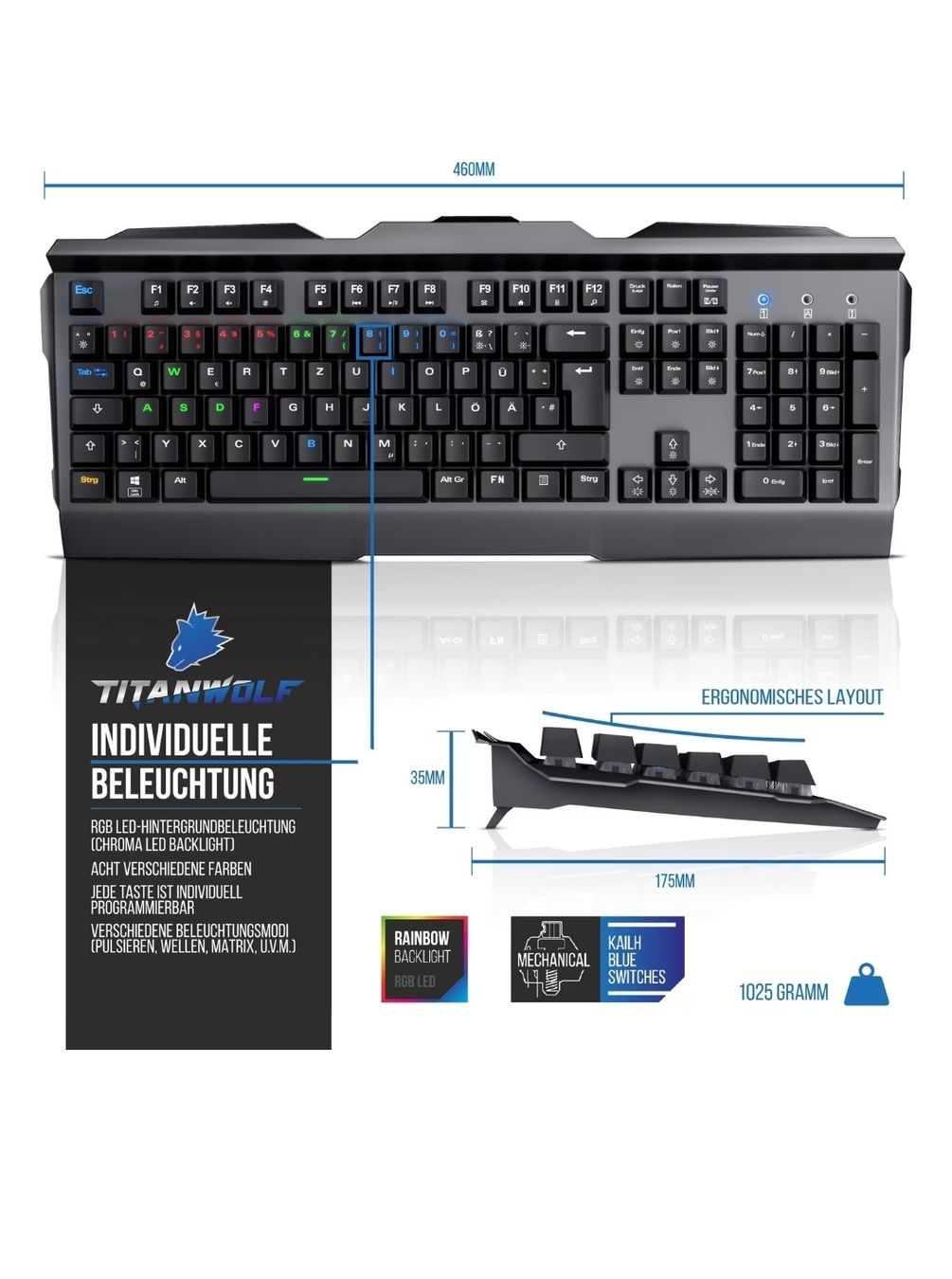 Tastaturen: TITANWOLF MECHANICAL KEYBOARD – Neu und originalverpackt aus Gränichen von KBE01 5