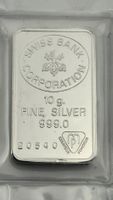Swiss Bank Corporation 10g Silberbarren OVP & Nummeriert 