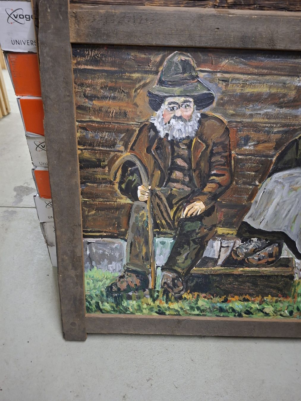 Gemälde: Gemälde "Altes Paar mit Katze" von A.Brigger, 80x100cm – Gebraucht aus Grossdietwil von hufi10 1