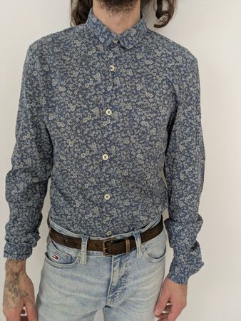 Bluse "United Colors of Benetton" geblmt blau-weiss Gr. S