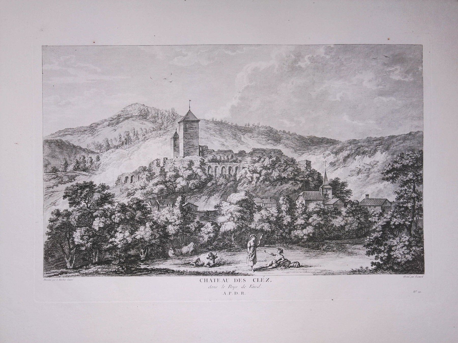 Gravures: Les Clées Originalkupferstich 1780 – D'occasion à Rafz par Helvet32